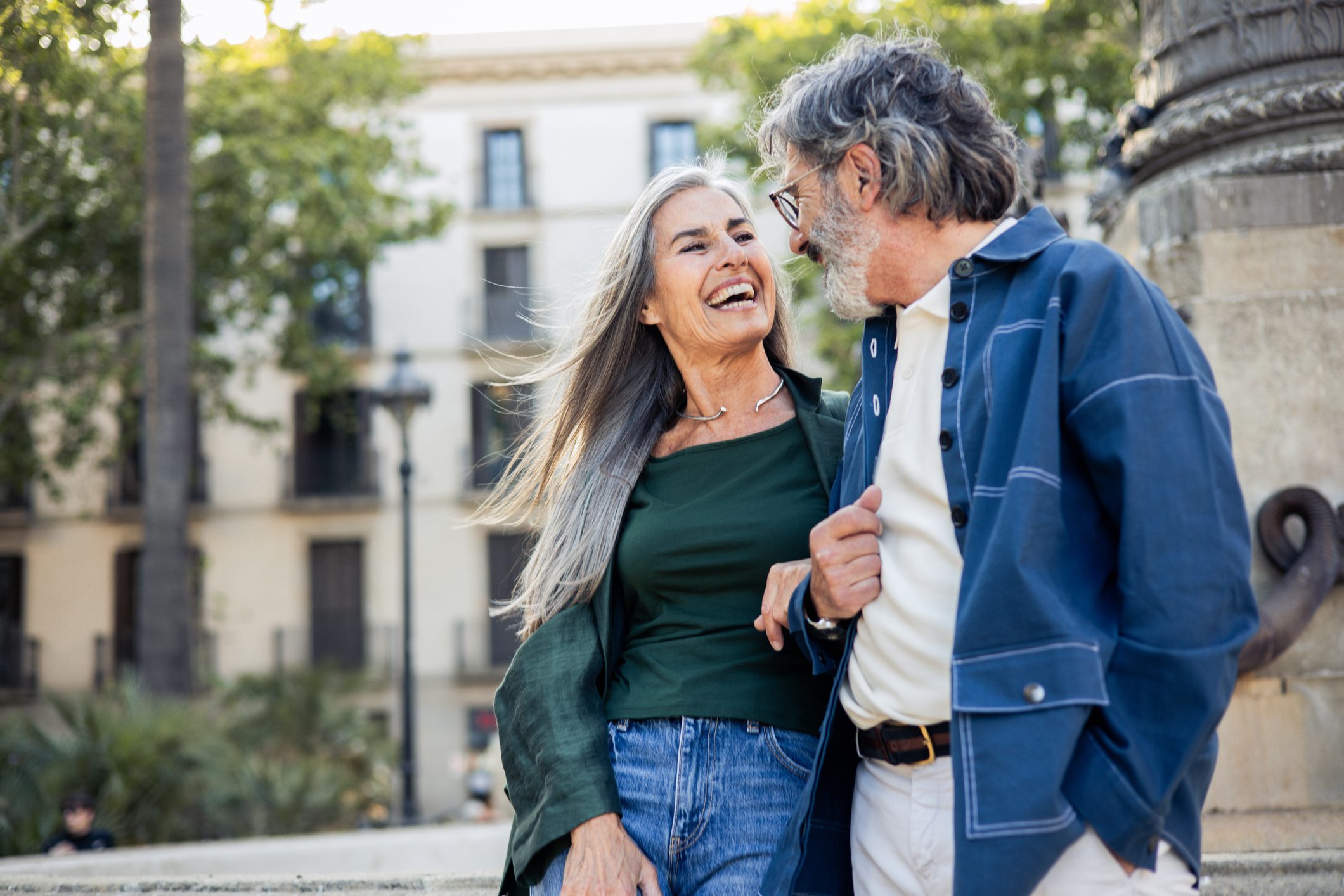 Happy senior couple on vacation having fun together